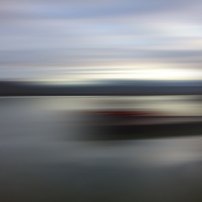  | Red Sailboat at Dusk