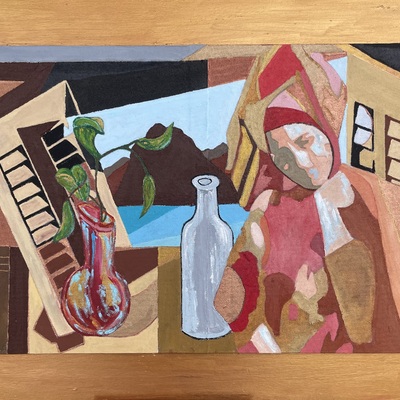  | &ldquo;Desde la ventana&rdquo;, recomposici&oacute;n de las obras: &ldquo;La fen&ecirc;tre ouverte&rdquo; (1929) de Juan Gris y &ldquo;La reina Isabella&rdquo; de Pablo Picasso (1908). Adaptaci&oacute;n libre. 2024. Arriero.
