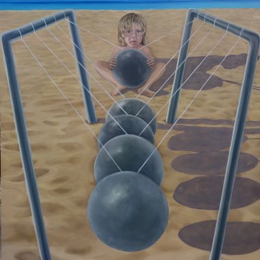 Elisa Spagnoli | Diego in spiaggia con Newton