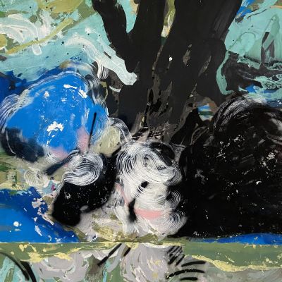  | Three white flamingos